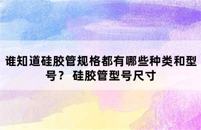 谁知道硅胶管规格都有哪些种类和型号？ 硅胶管型号尺寸